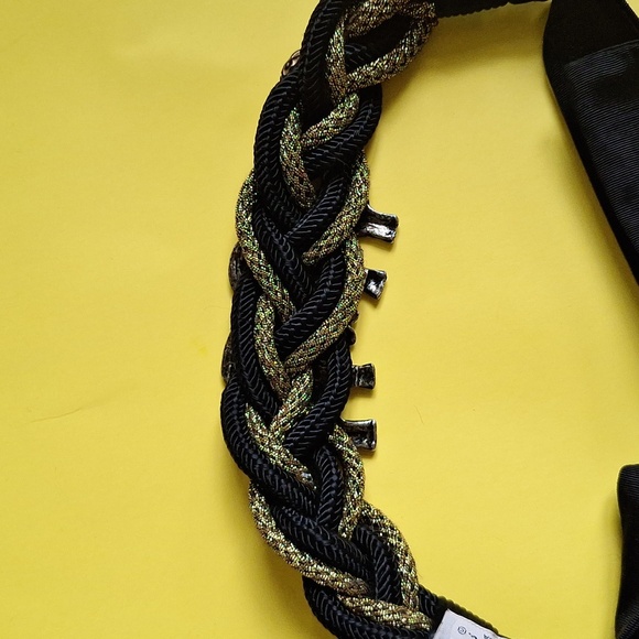 Vintage Carolyn Tanner Elephant Statement Belt – Black & Gold Braided Adjustable - Picture 5 of 11